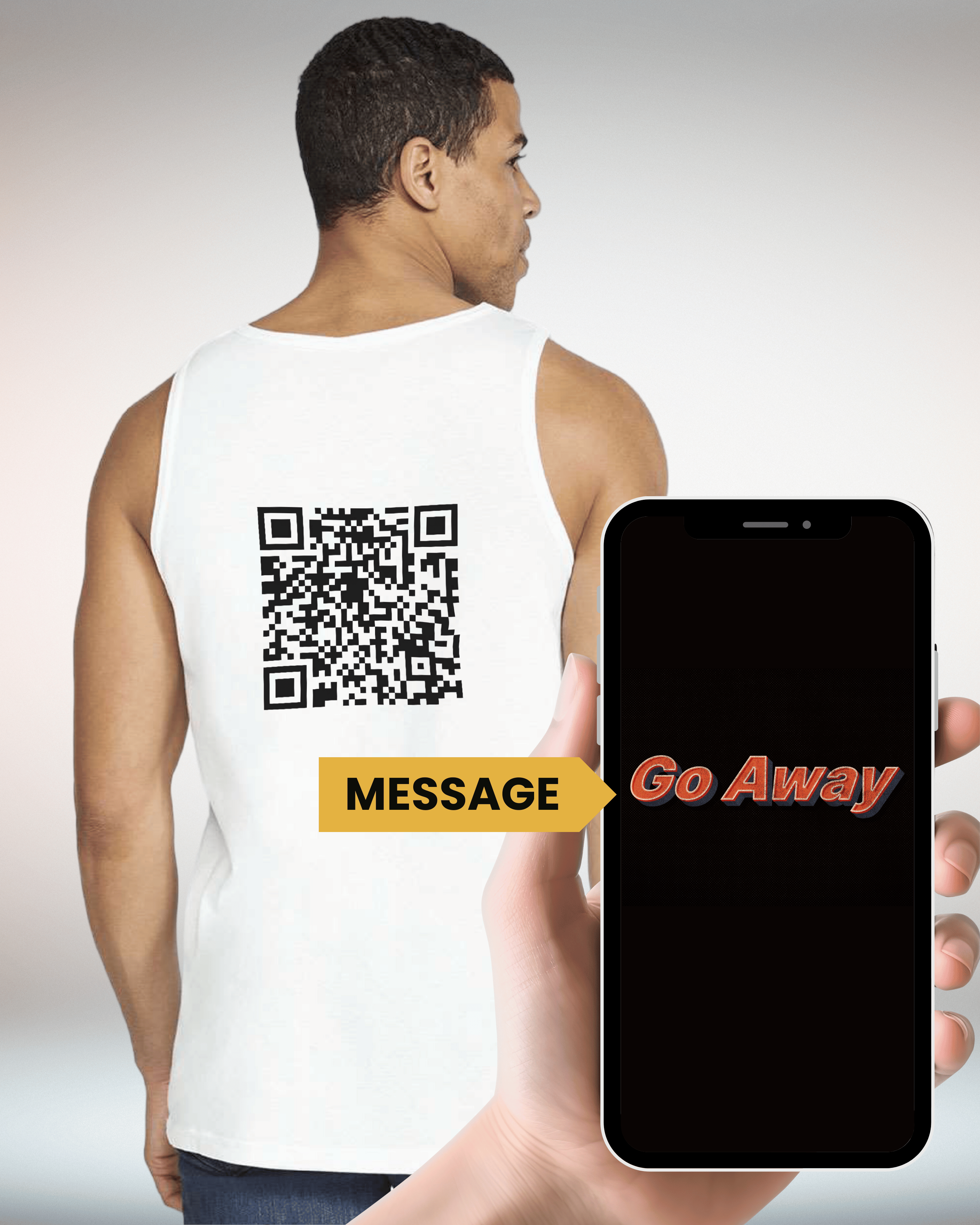 Go Away Tank Top QR Code – My Barcode Shirt
